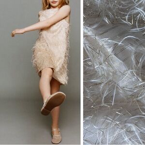 Zara kids feather gold dress with fringing metallic